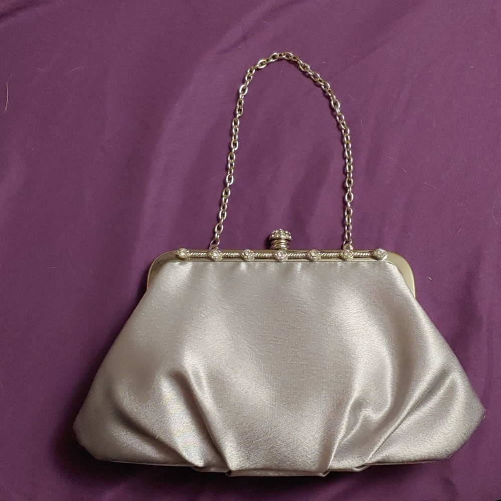 Grey/Silver Silk Clutch Purse